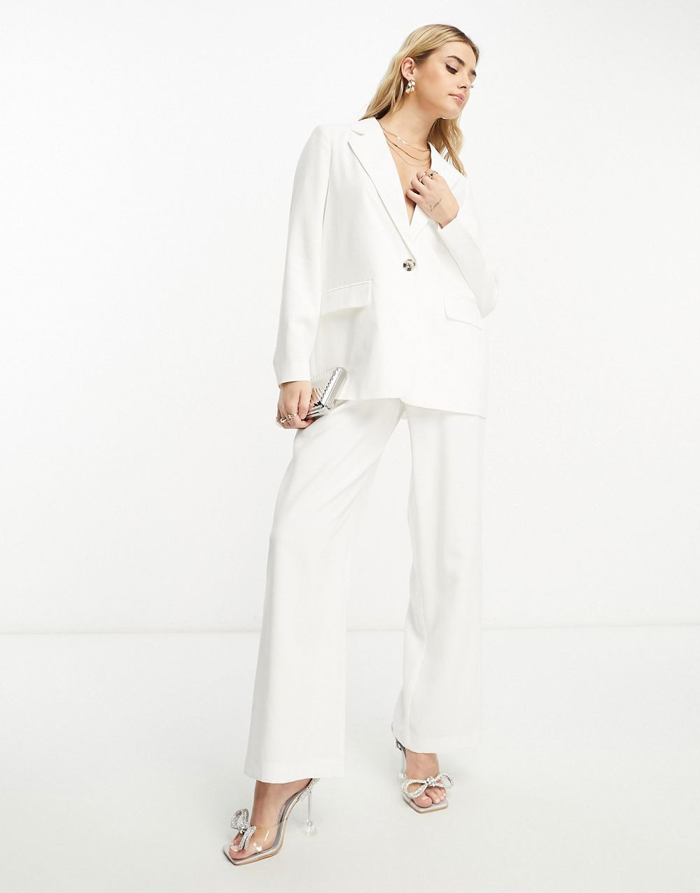 Blazer, Shorts, Pants Set In White - 图片 2