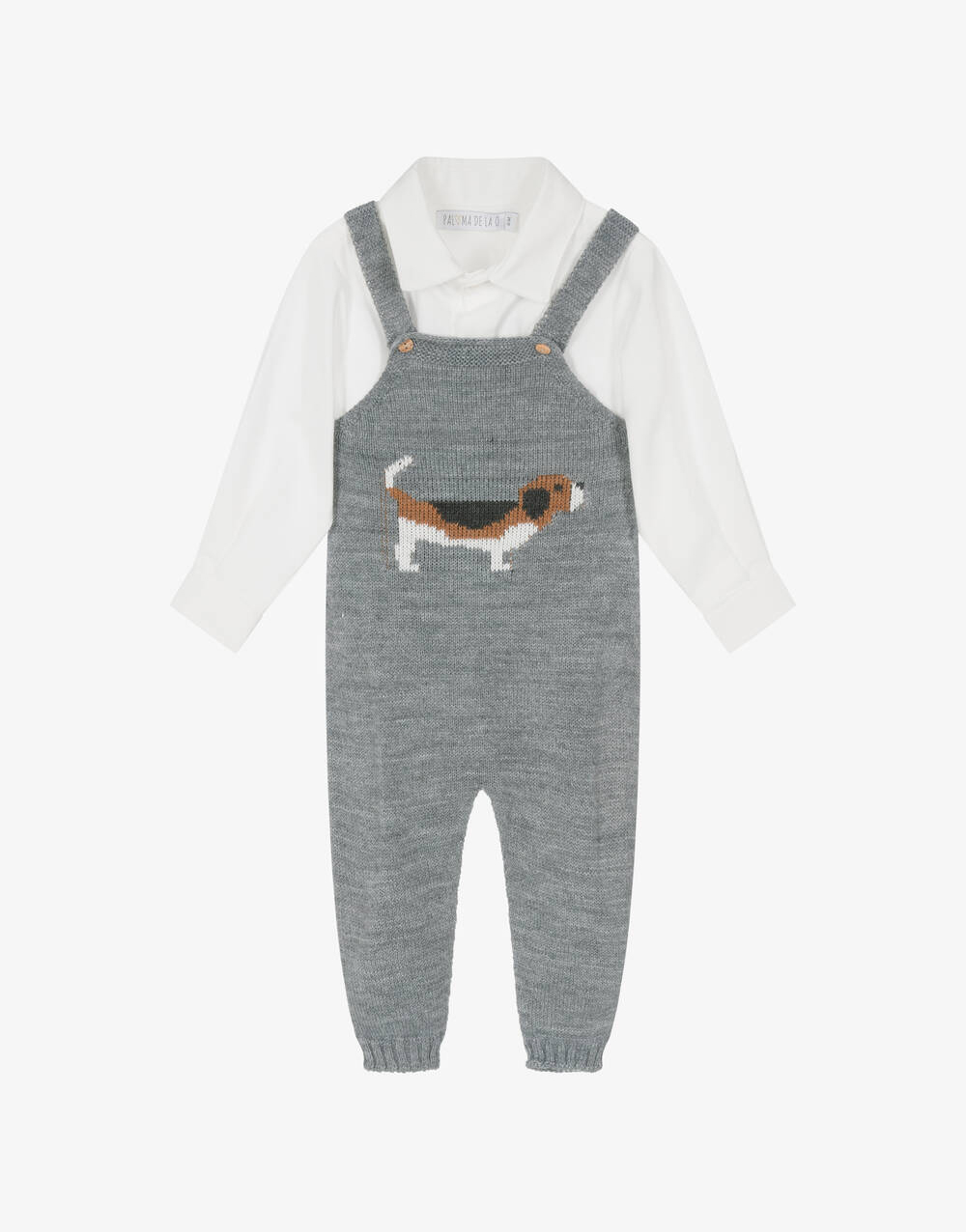 Baby Ivory & Grey Knit Dungaree Set