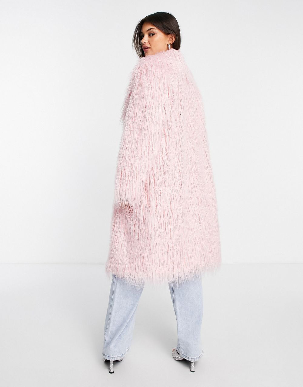 Faux Longline Coat in Light Pink - 图片 4